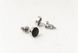 Silver stud earrings with black enamel