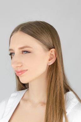Срібні сережки-кафи з фіанітами