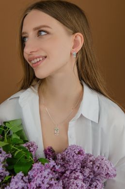 Women's silver pendant "Curious owl" rhodium plated