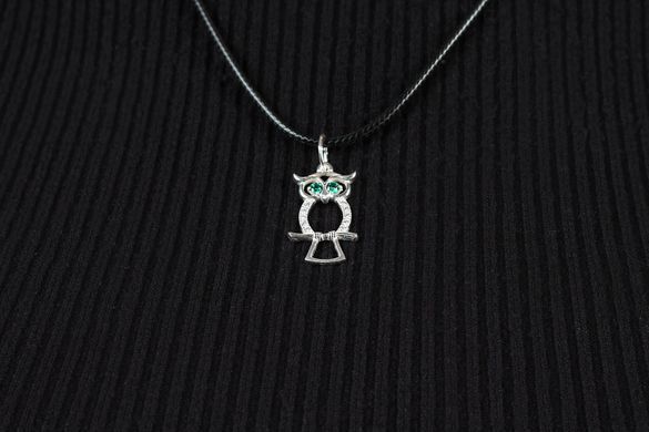 Women's silver pendant "Curious owl" rhodium plated