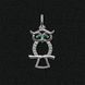 Women's silver pendant "Curious owl" rhodium plated