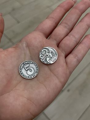 Срібна монета "Щасливий п'ятак" 2025 з зображенням символів Інь-Янь, Змії та Фенікса