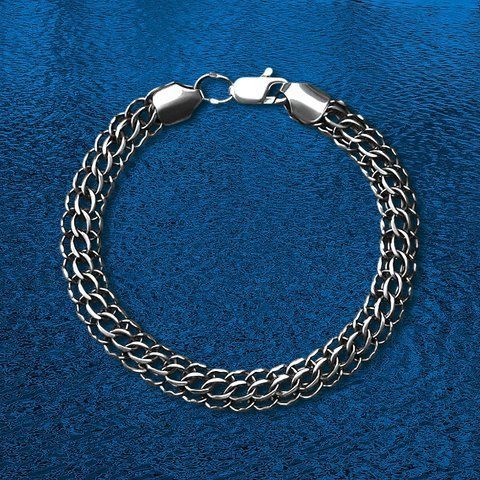 Men's silver bracelet "Python" blackened