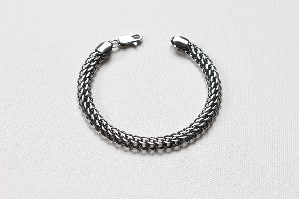 Men's silver bracelet "Python" blackened