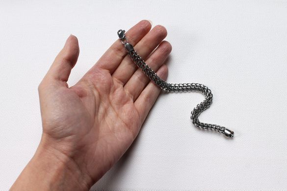 Men's silver bracelet "Python" blackened