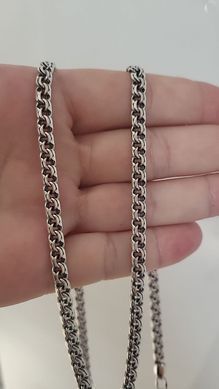Silver chain "Flat Bismarck Black Mirror"