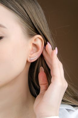 Silver cuff earrings with cubic zirconia