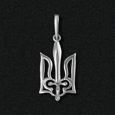 Silver pendant "Trident with sword"