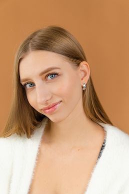 Срібні кульчики "Вишиванка" з прозорими фіанітами